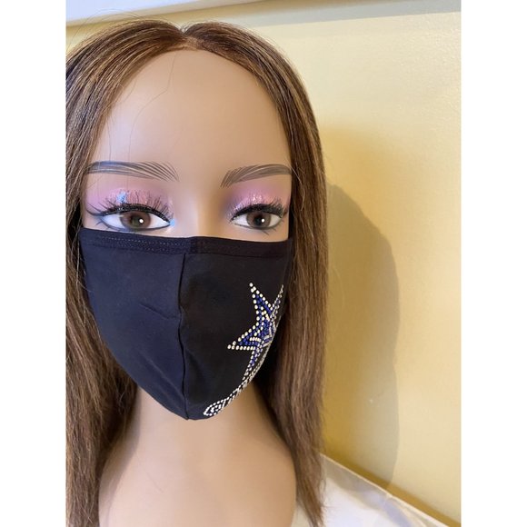 Dallas COWBOYS Bling Face Mask with Adjustable Ear Loops - Picture 6 of 10
